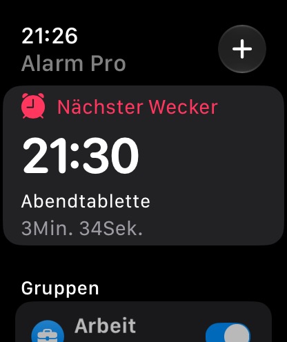 Nächster Wecker auf der Apple Watch