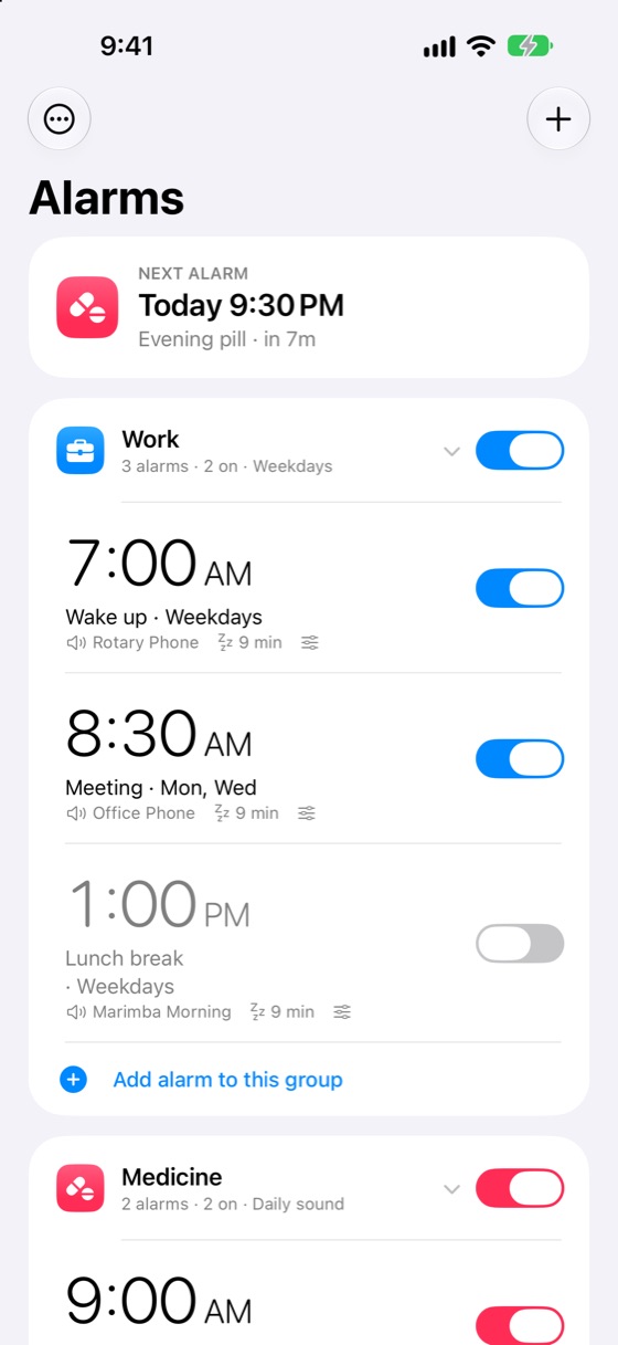 Alarm groups