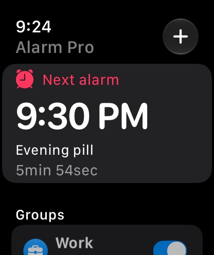 Next alarm on Apple Watch
