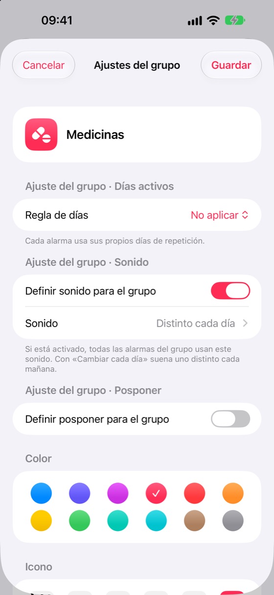 Ajustes del grupo
