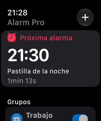 Próxima alarma en el Apple Watch