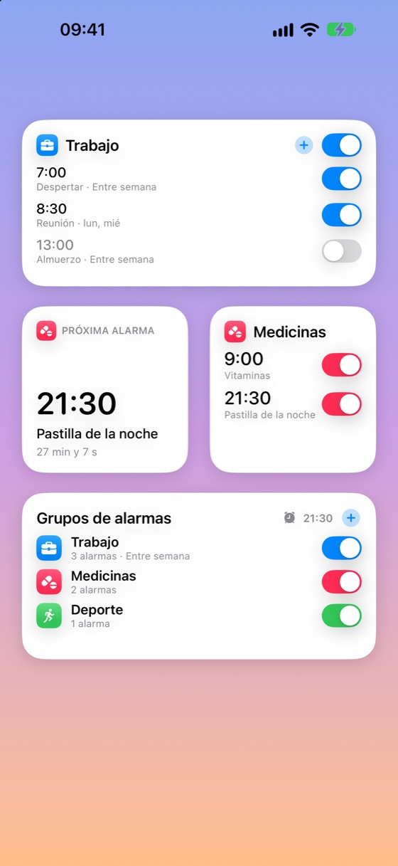 Widgets de inicio