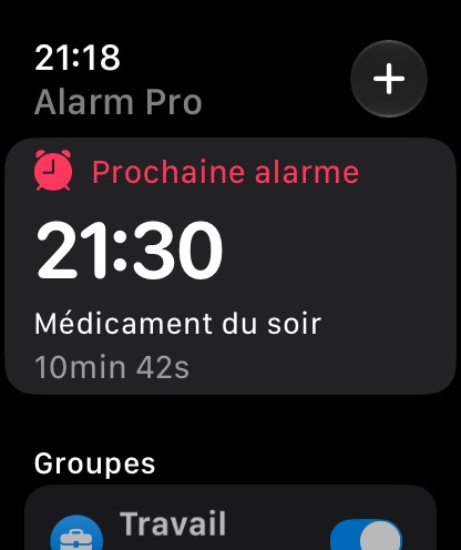 Prochaine alarme sur Apple Watch