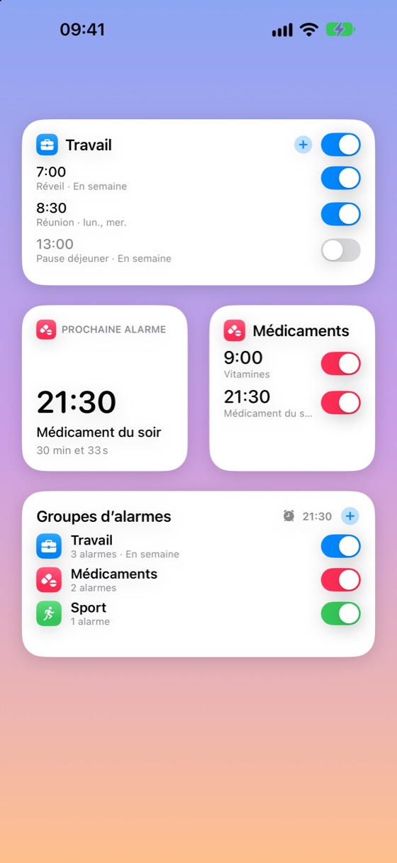 Widgets de l’écran d’accueil