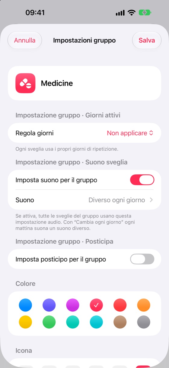 Impostazioni del gruppo