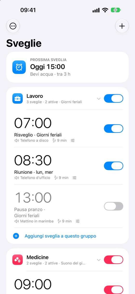Gruppi di sveglie