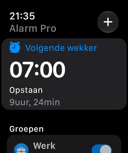 Volgende wekker op Apple Watch
