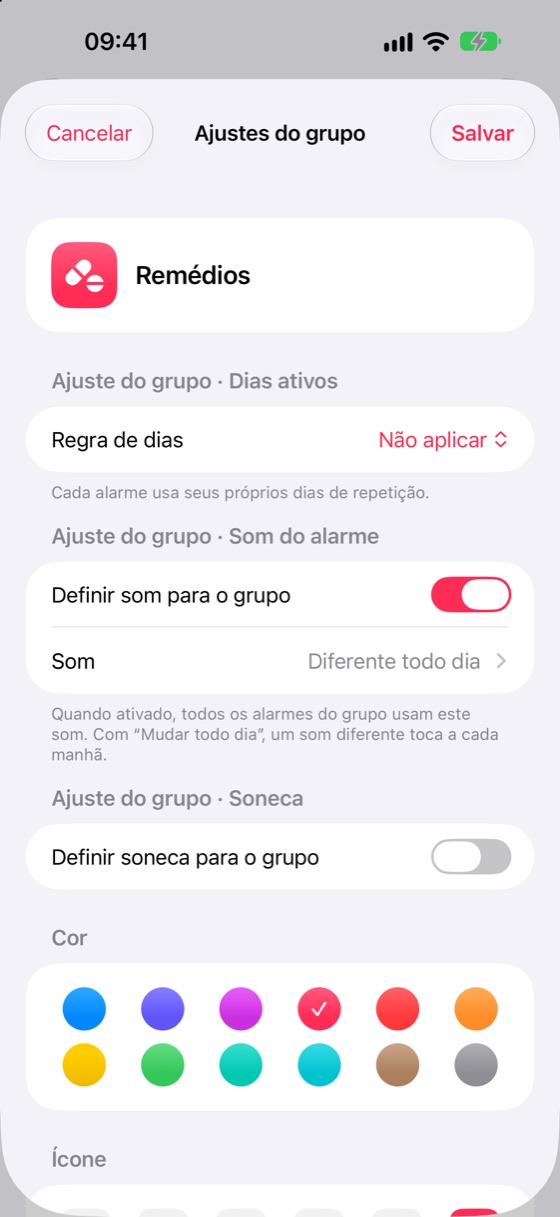Ajustes do grupo