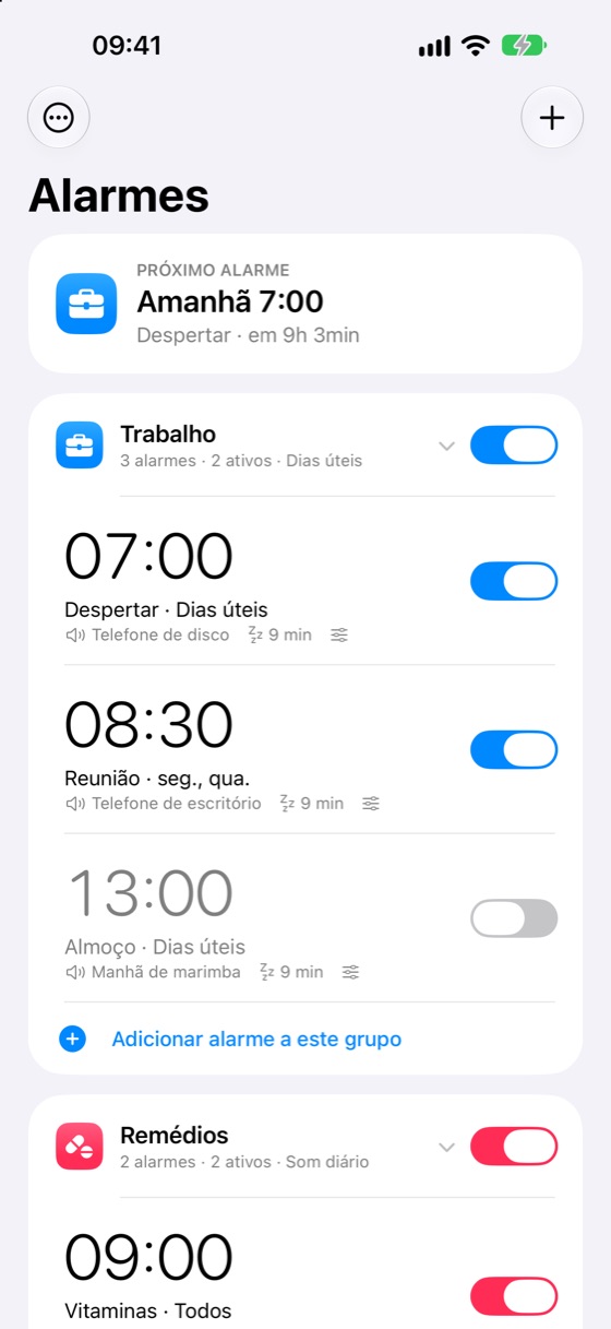 Grupos de alarmes